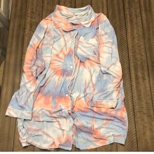 Crown & Ivy Intimates sleep shirt dress floral swirl 3x cozy warm artsy